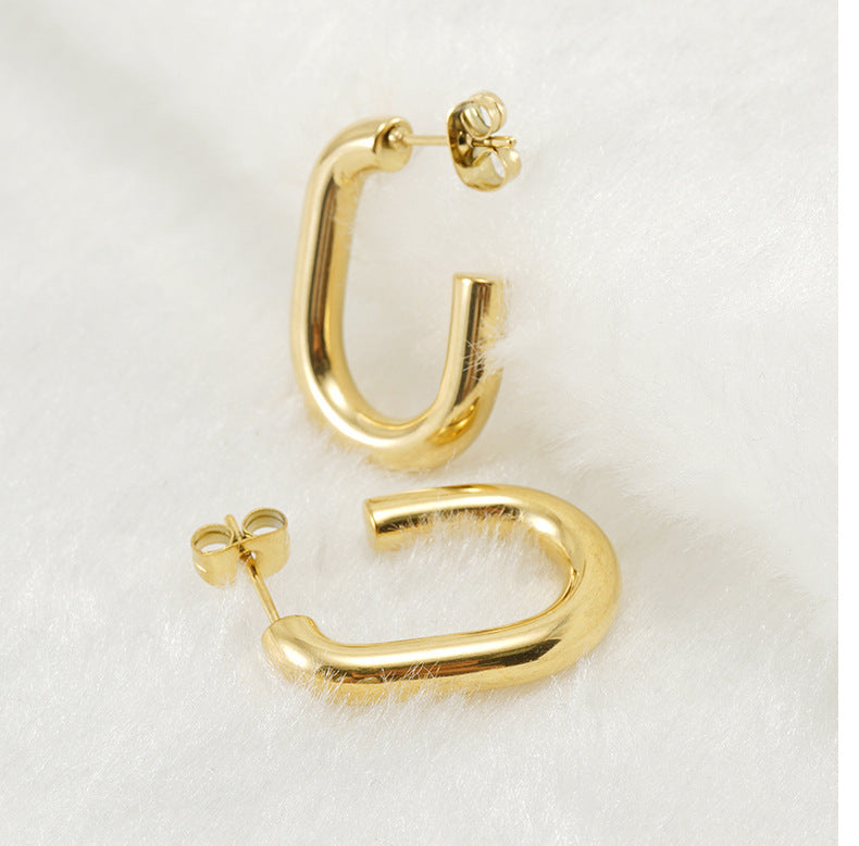 1 Pair Simple Style U Shape Plating 304 Stainless Steel Titanium Steel 18K Gold Plated Earrings