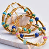 Classic Style Round 304 Stainless Steel natural stone Gold Plated Bracelets In Bulk