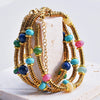 Classic Style Round 304 Stainless Steel natural stone Gold Plated Bracelets In Bulk