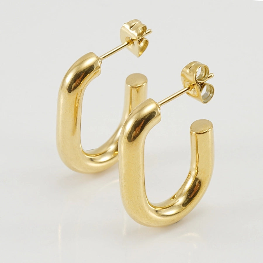 1 Pair Simple Style U Shape Plating 304 Stainless Steel Titanium Steel 18K Gold Plated Earrings