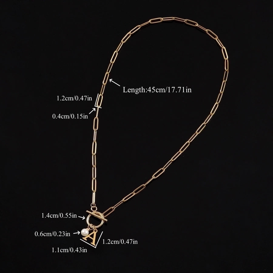 Jewelry Casual Classic Style Letter 201 Stainless Steel 304 Stainless Steel Artificial Pearl Pendant Necklace