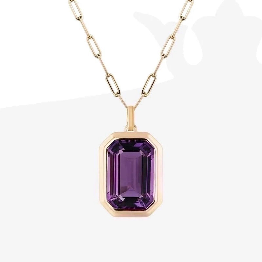 Jewelry IG Style French Style Classic Style Square 304 Stainless Steel Zircon Inlay Pendant Necklace