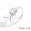 White Gold Plated 925 Sterling Silver Zircon Square Heart Shape Rings 925 Sterling Silver Rings