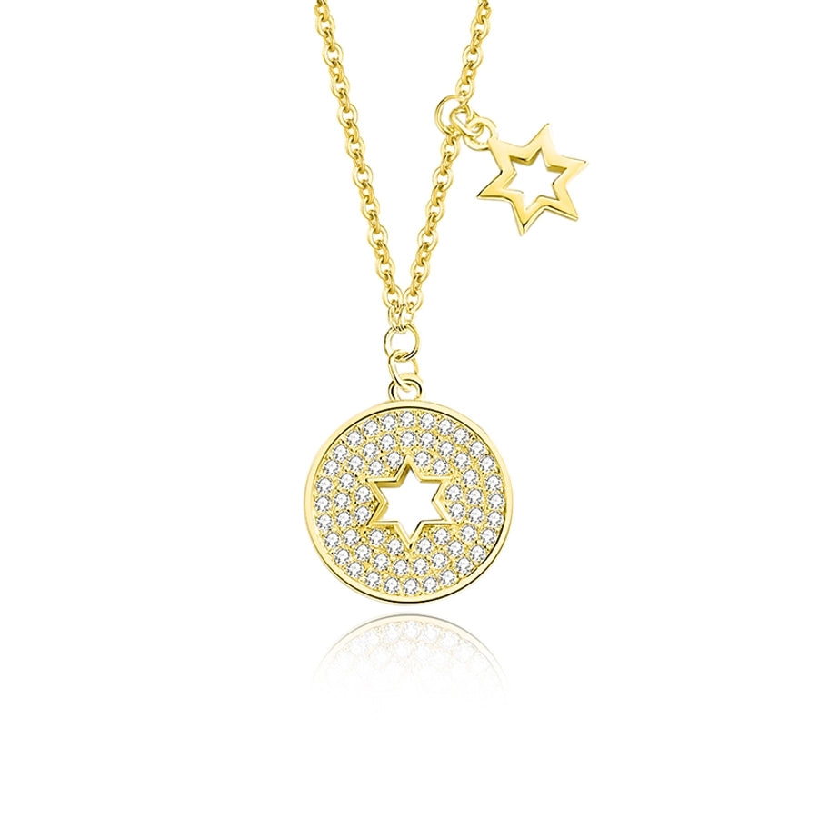 925 Sterling Silver Zircon Inlay Star Pendant Necklace