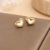 Jewelry Cute French Style Classic Style Heart Shape 304 Stainless Steel 18K Gold Plated Earrings Necklace Jewelry Set