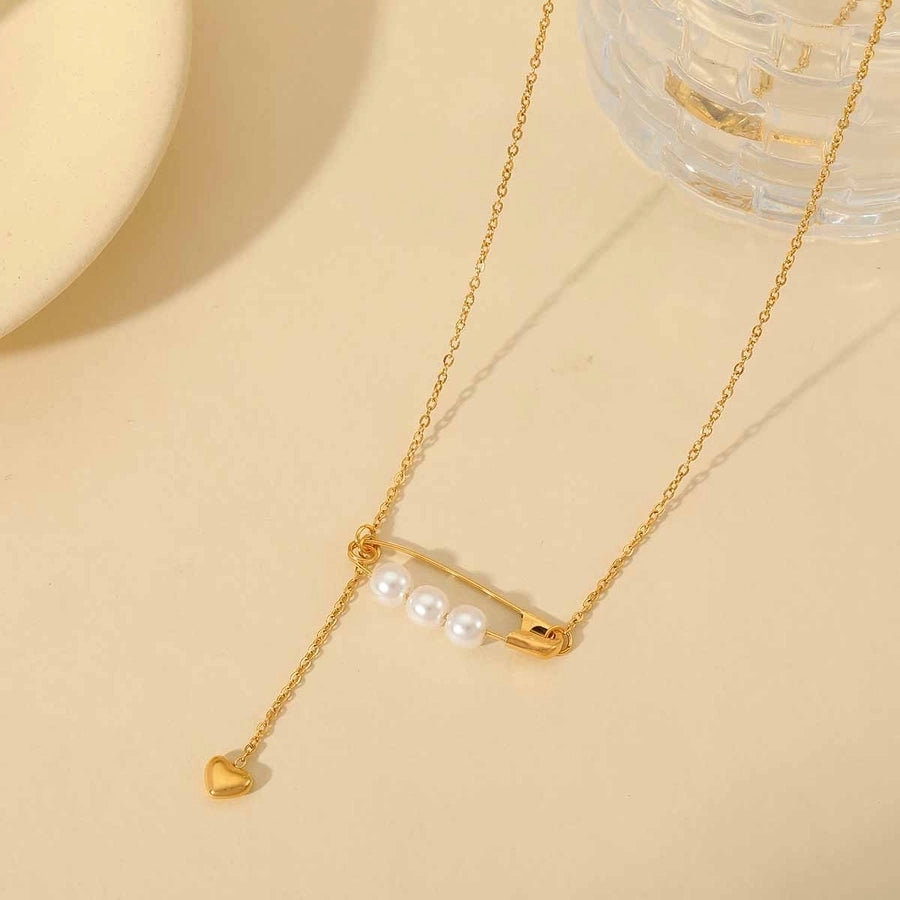 Jewelry Elegant Star Moon Heart Shape 316 Stainless Steel  Acrylic Imitation Pearl 18K Gold Plated Plating Inlay Double Layer Necklaces Long Necklace cable chain