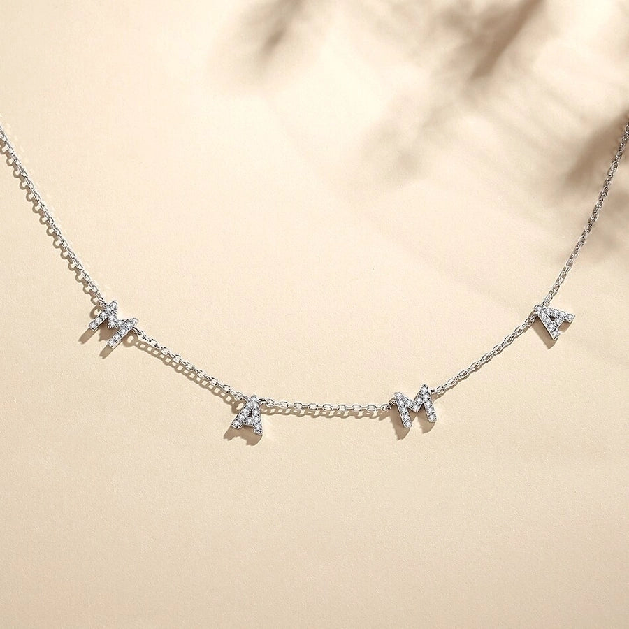 925 Sterling Silver Zircon cable chain Plating Inlay Letter Necklace