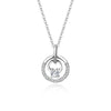 925 Sterling Silver Zircon cable chain Inlay Circle Pendant Necklace