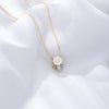 925 Sterling Silver Natural Stone cable chain Plating Inlay Round Pendant Necklace