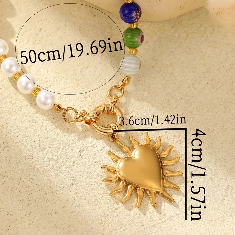 Jewelry Glam Vacation Streetwear Heart Shape 304 Stainless Steel Synthetic Resin 18K Gold Plated Pendant Necklace