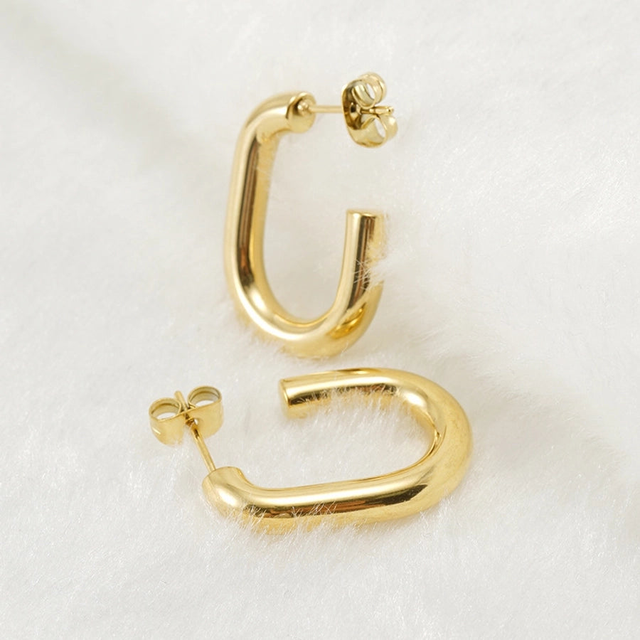 1 Pair Simple Style U Shape Plating 304 Stainless Steel Titanium Steel 18K Gold Plated Earrings