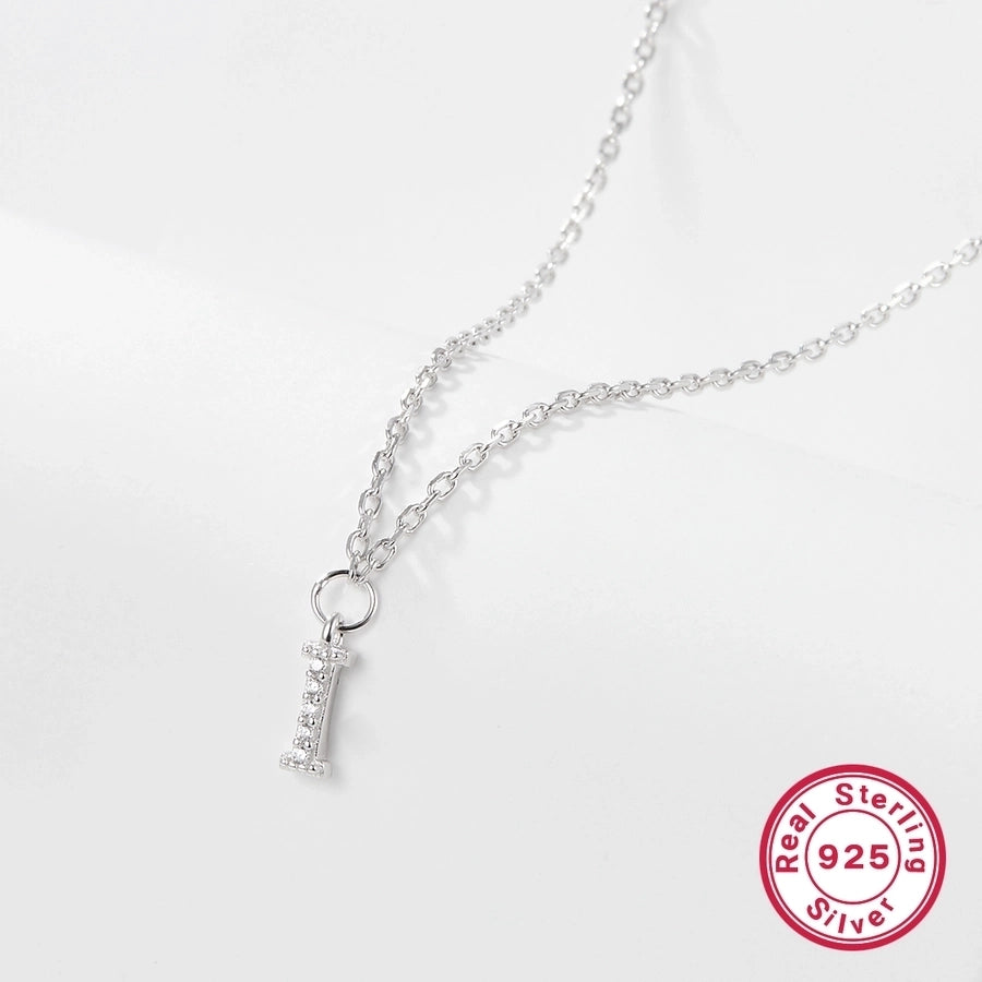 925 Sterling Silver Long-Lasting Plated Zircon cable chain Plating Inlay letter Pendant Necklace