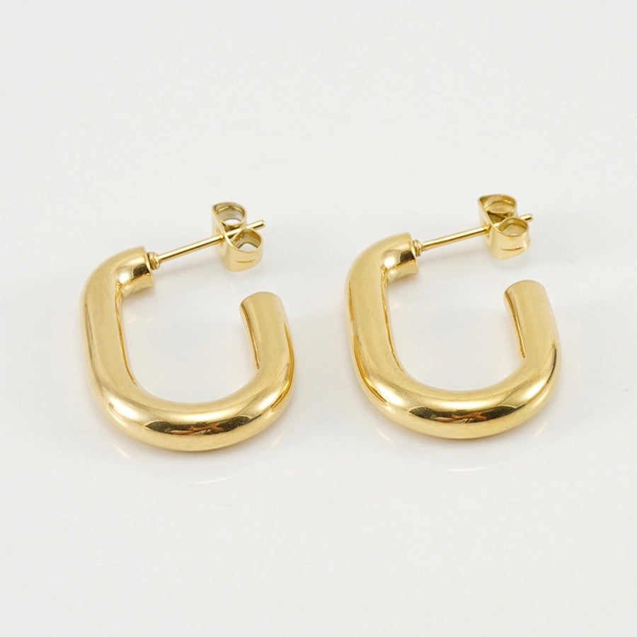 1 Pair Simple Style U Shape Plating 304 Stainless Steel Titanium Steel 18K Gold Plated Earrings