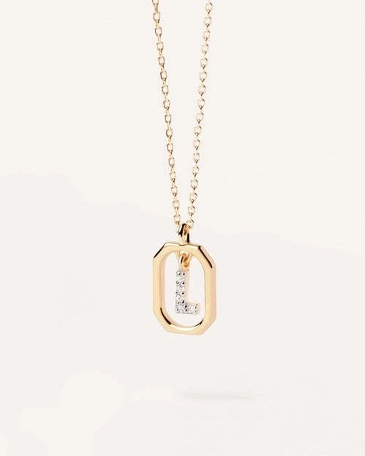 925 Sterling Silver Zircon cable chain Plating Inlay Letter Pendant Necklace