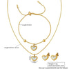 Jewelry Cute French Style Classic Style Heart Shape 304 Stainless Steel 18K Gold Plated Earrings Necklace Jewelry Set