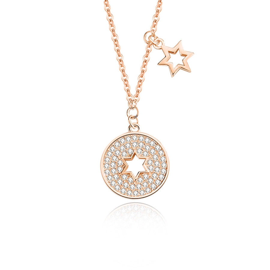 925 Sterling Silver Zircon Inlay Star Pendant Necklace