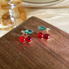 1 Pair Cute Sweet Cherry Inlay Alloy Artificial Gemstones Rhinestones Ear Studs